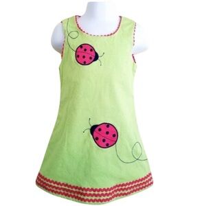 HARTSTRINGS Ladybug Jumper Dress in Apple Green Girl’s Size 5